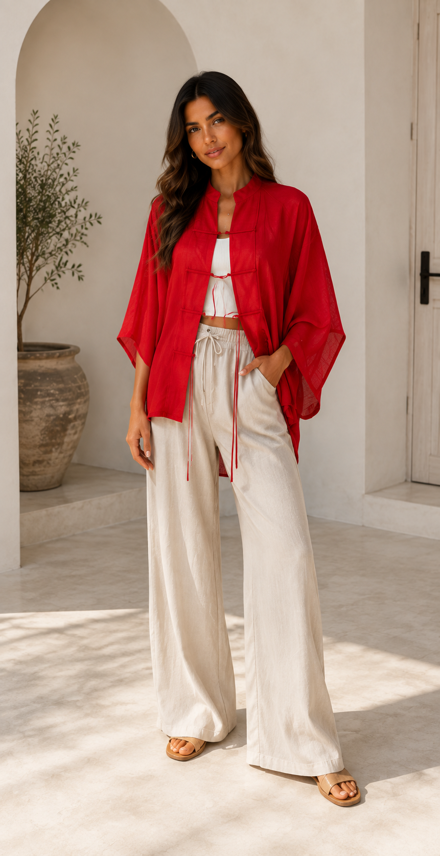 Sheer Tie-Front Overshirt
