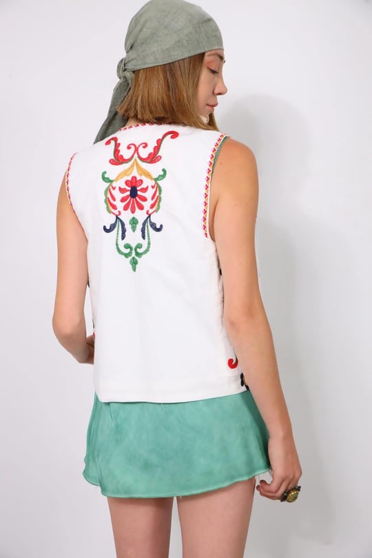 Flowery printed vest