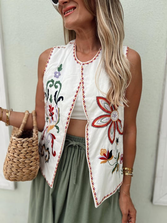 Flowery printed vest