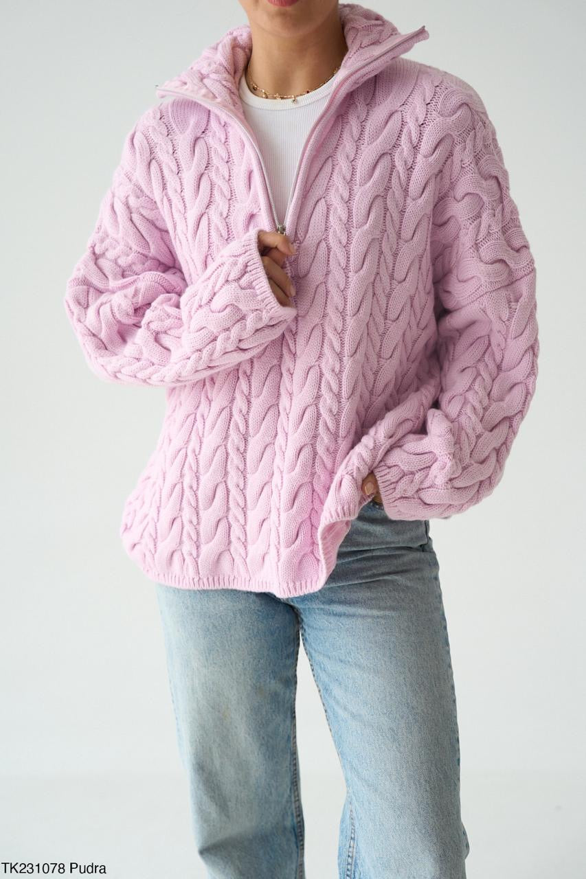 Cable Knit Half -Zip Sweater