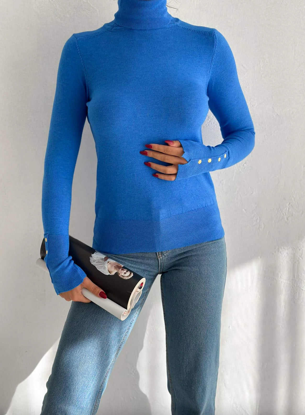 High Neck Knit Blouse