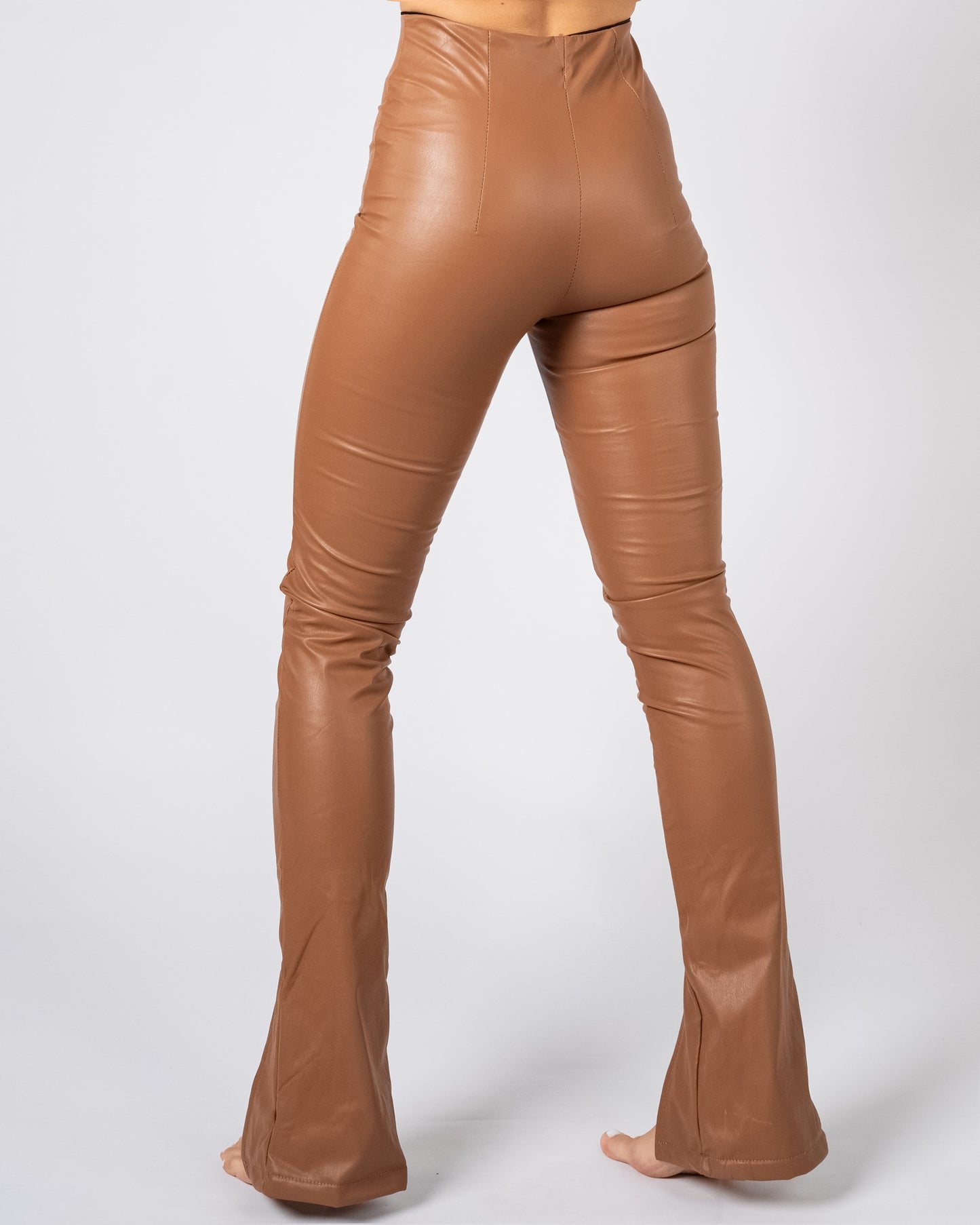 Front Slit Thermal Leather Leggings