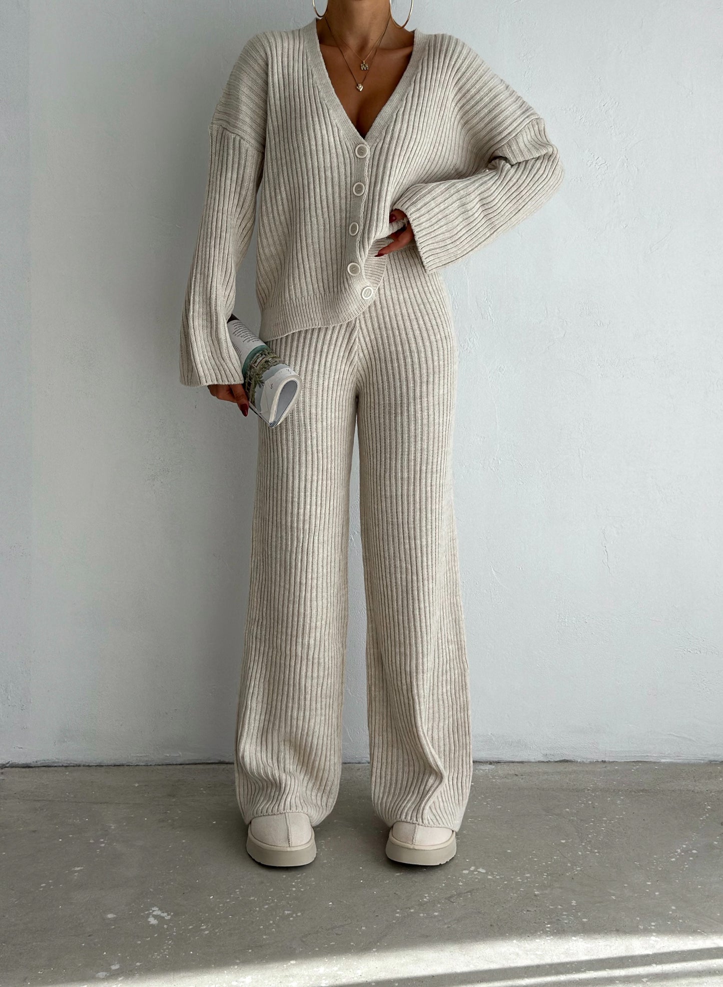 wool buttoned set