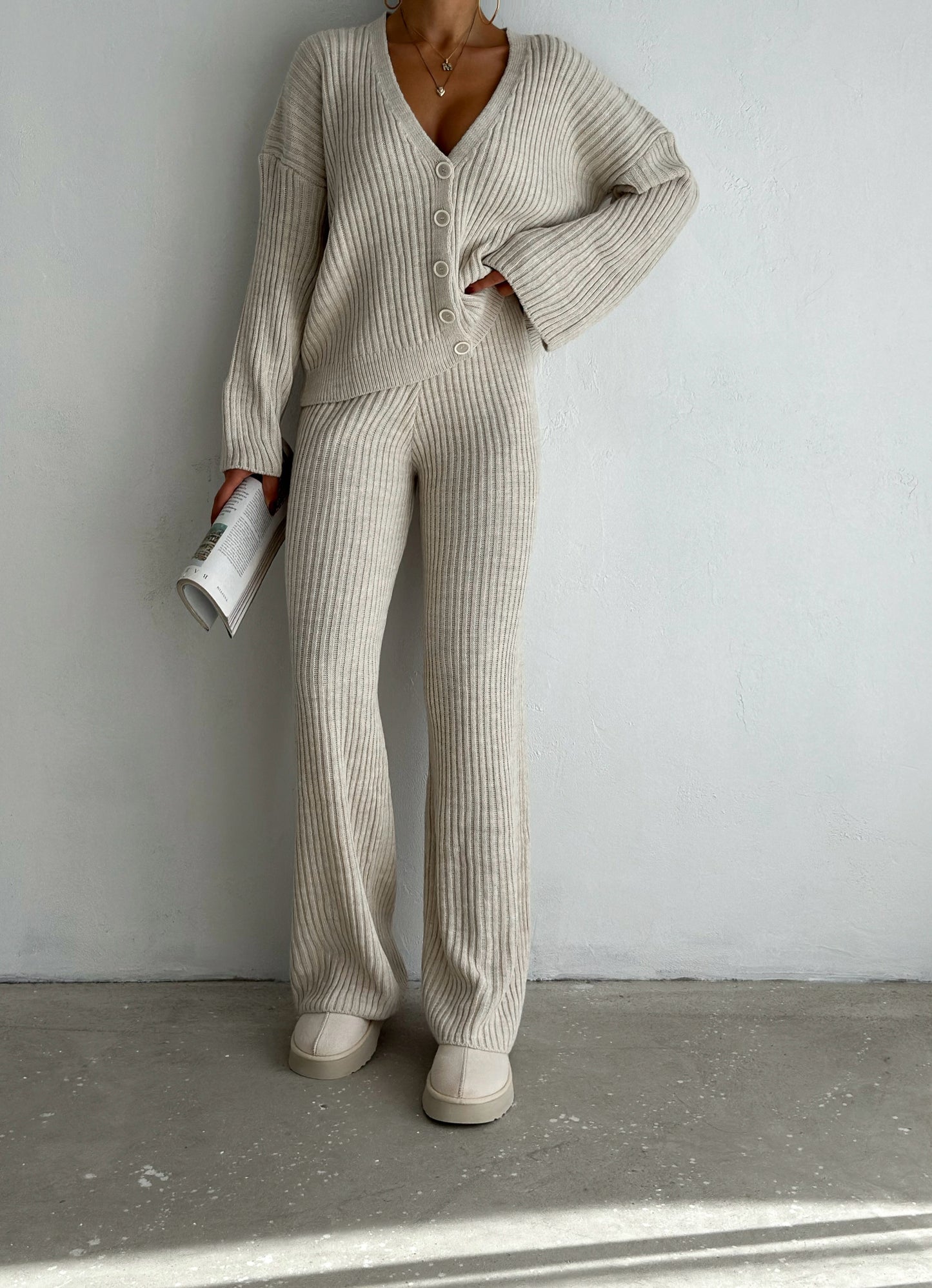 wool buttoned set