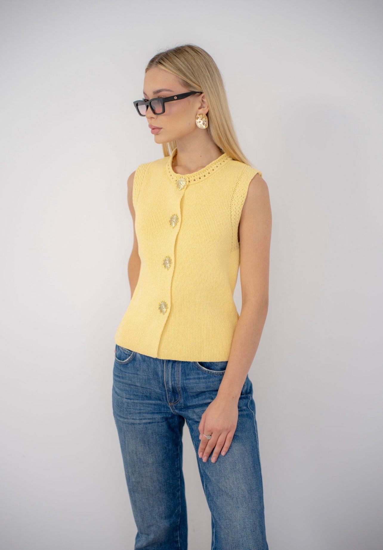 Knit Gold Button Vest