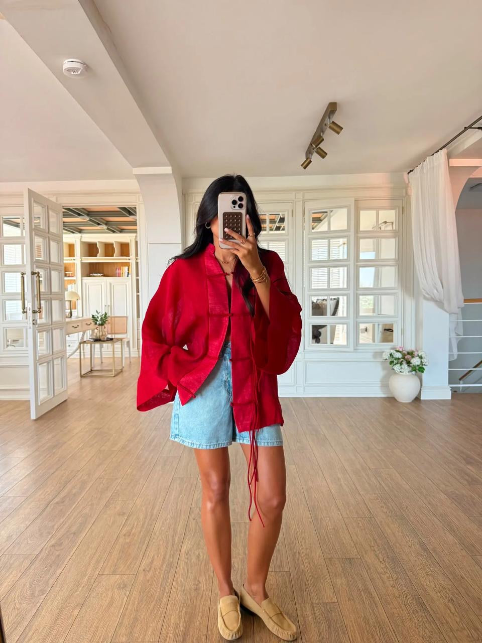 Sheer Tie-Front Overshirt
