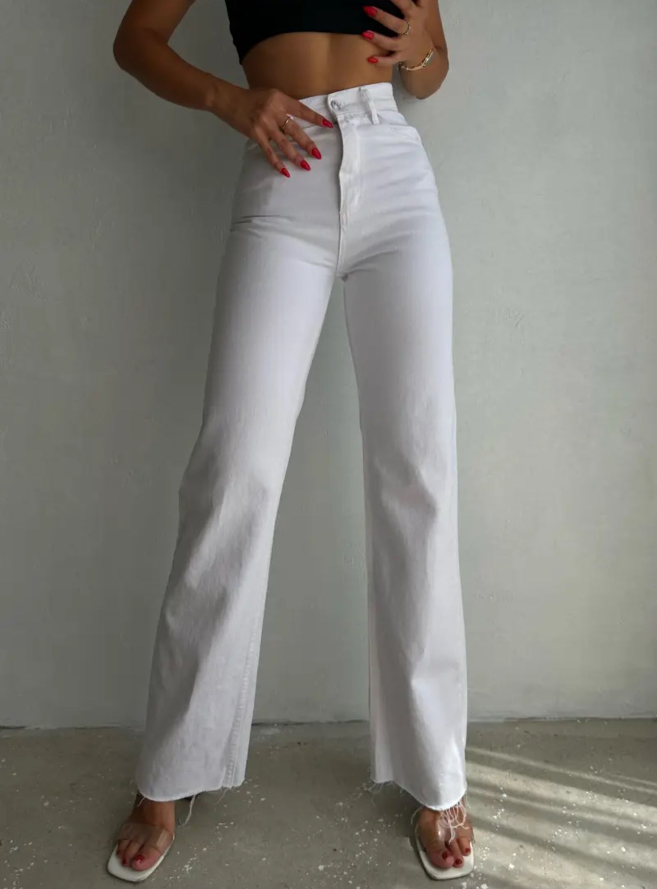 White flair denim