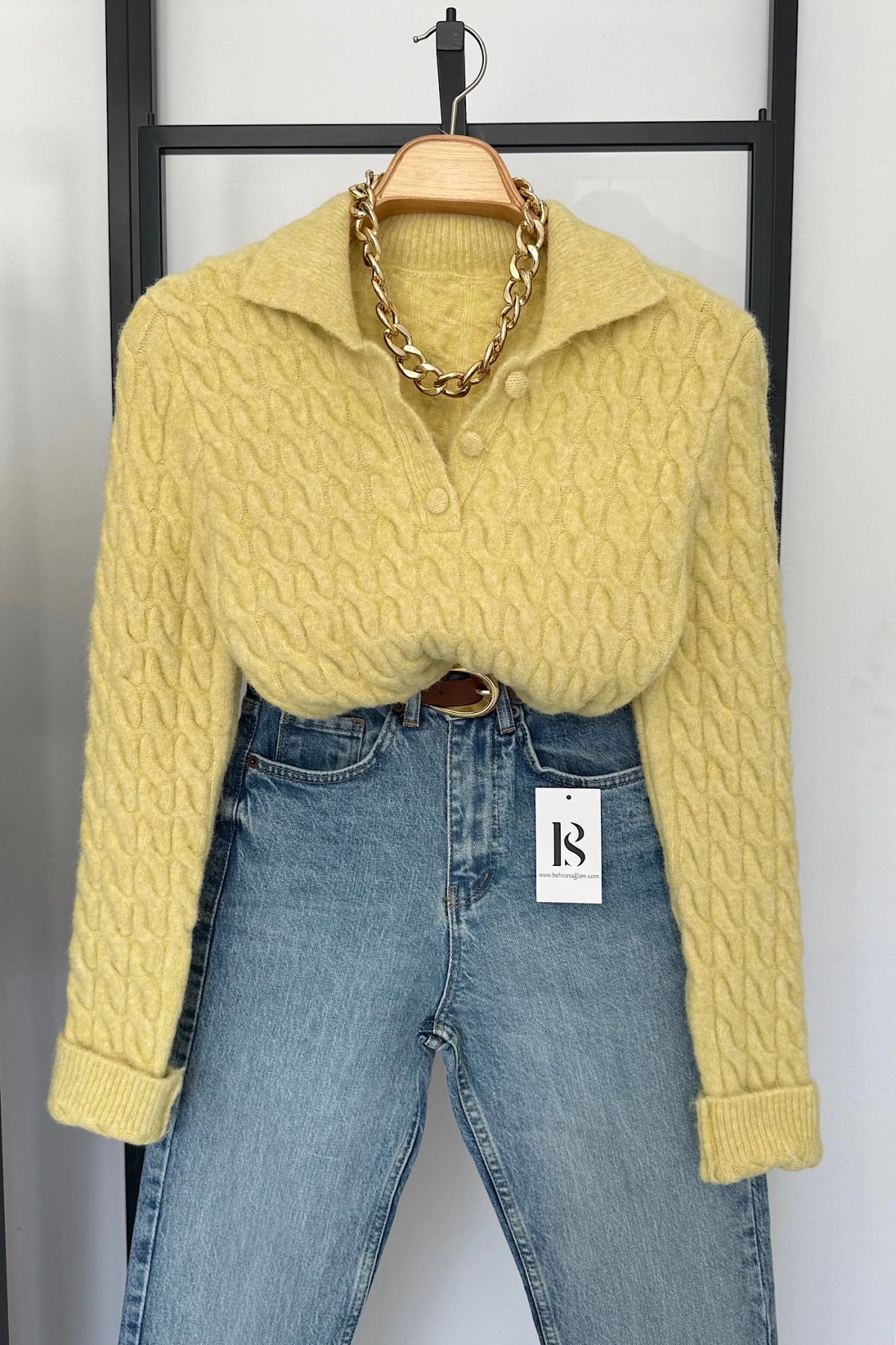 Button-Up Cabel Knit Polo