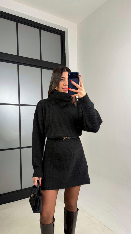 WOOL BLEND HIGH NECK KNIT SWEATER