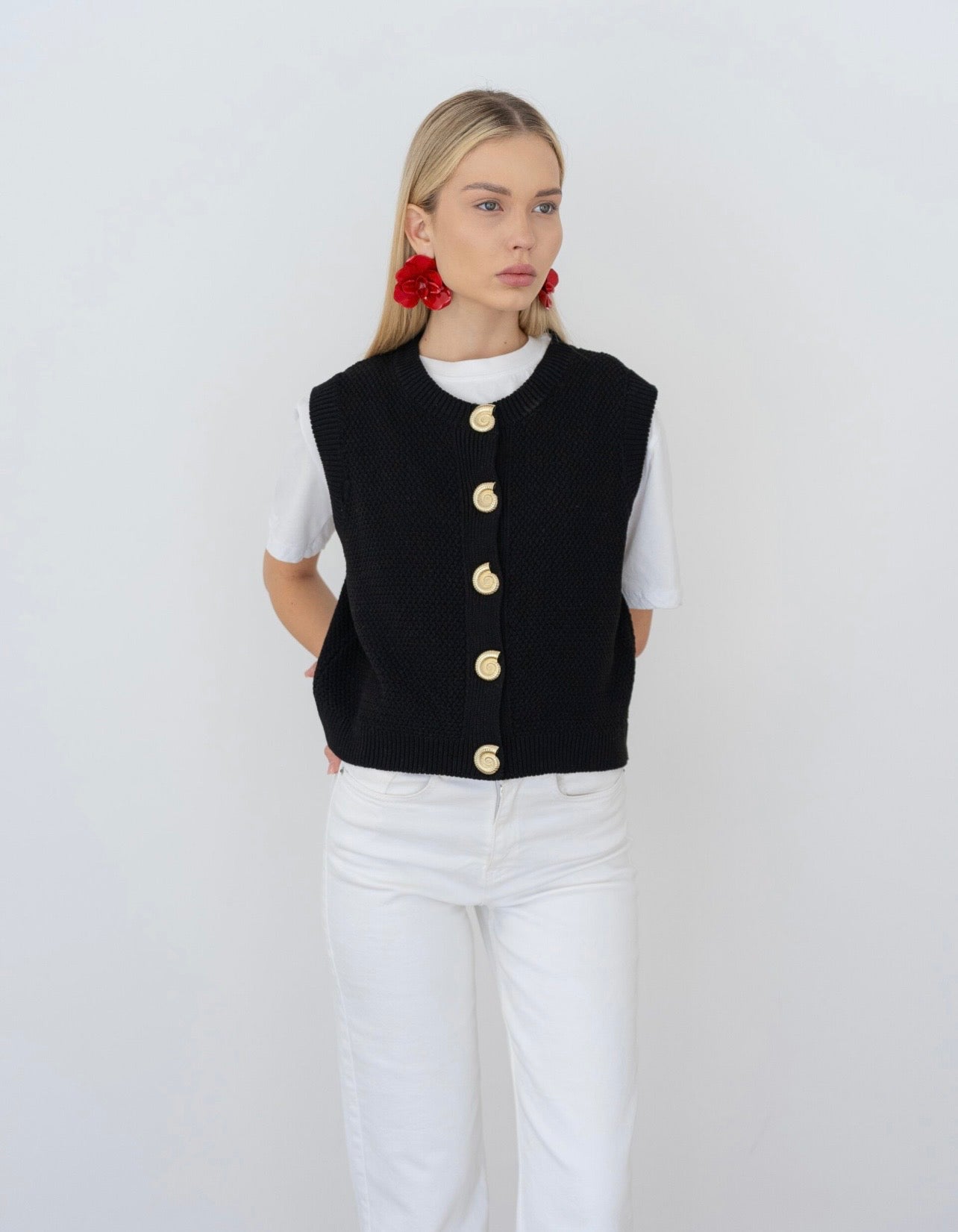Knit Gold Button Vest