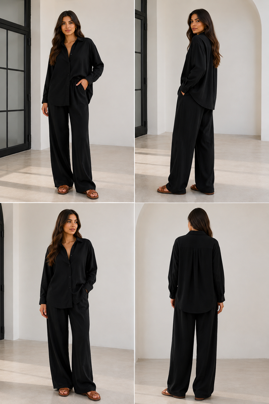 Shirt & Wide Leg Pants Set