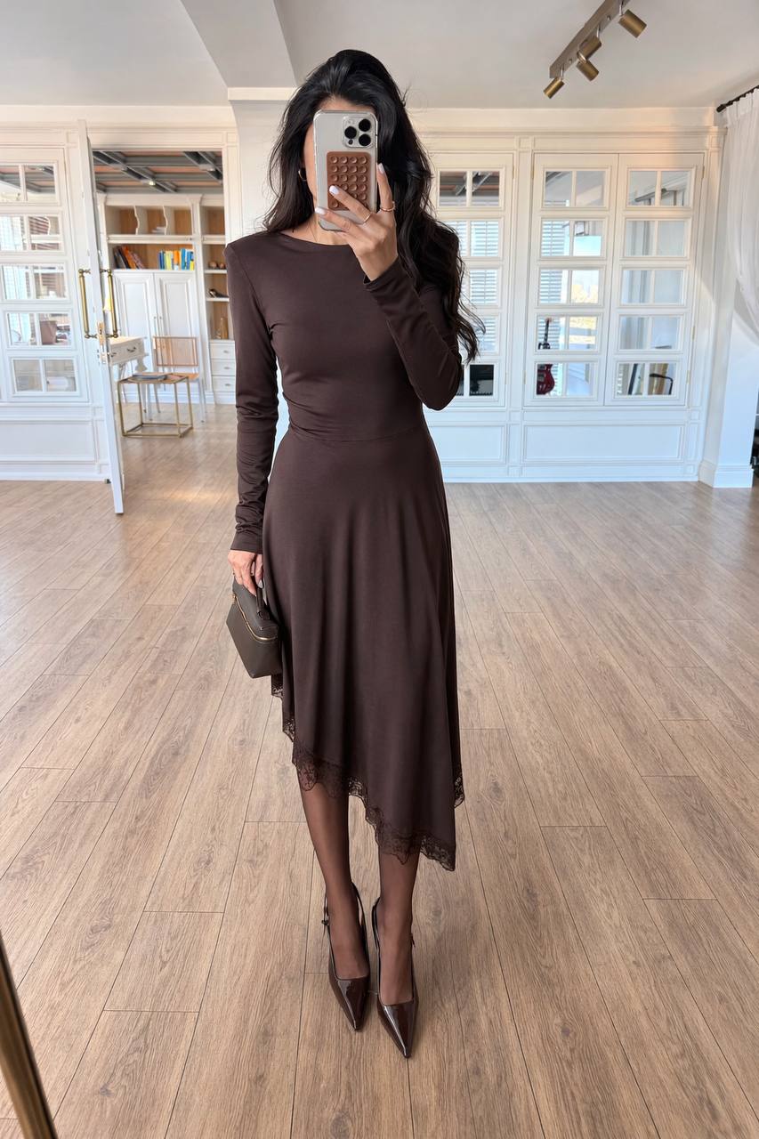 Lace Trim Asymmetrical Dress