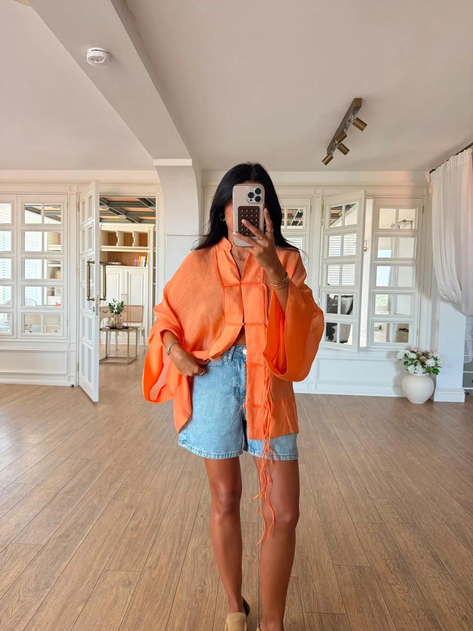 Sheer Tie-Front Overshirt