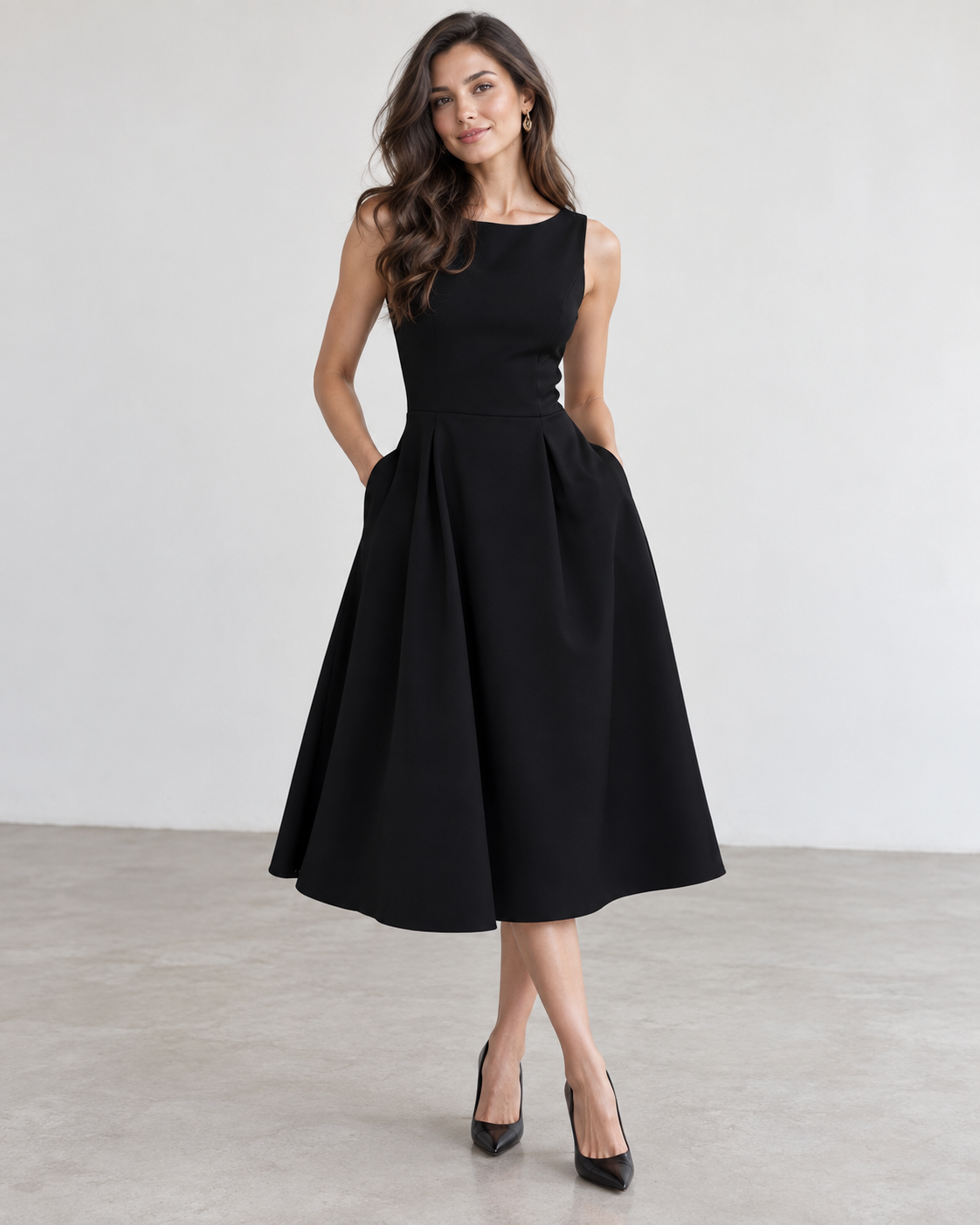 Pleated Midi Dress