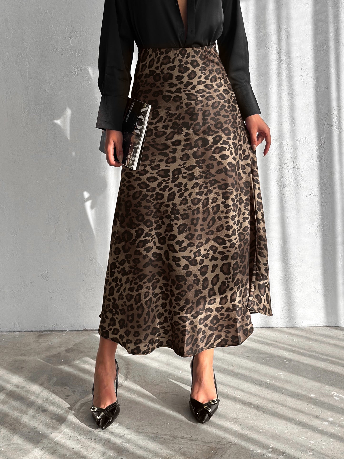 Leopard Silk Skirt