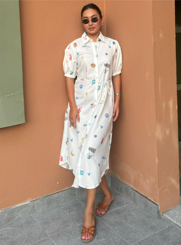 Printed dress - without belt