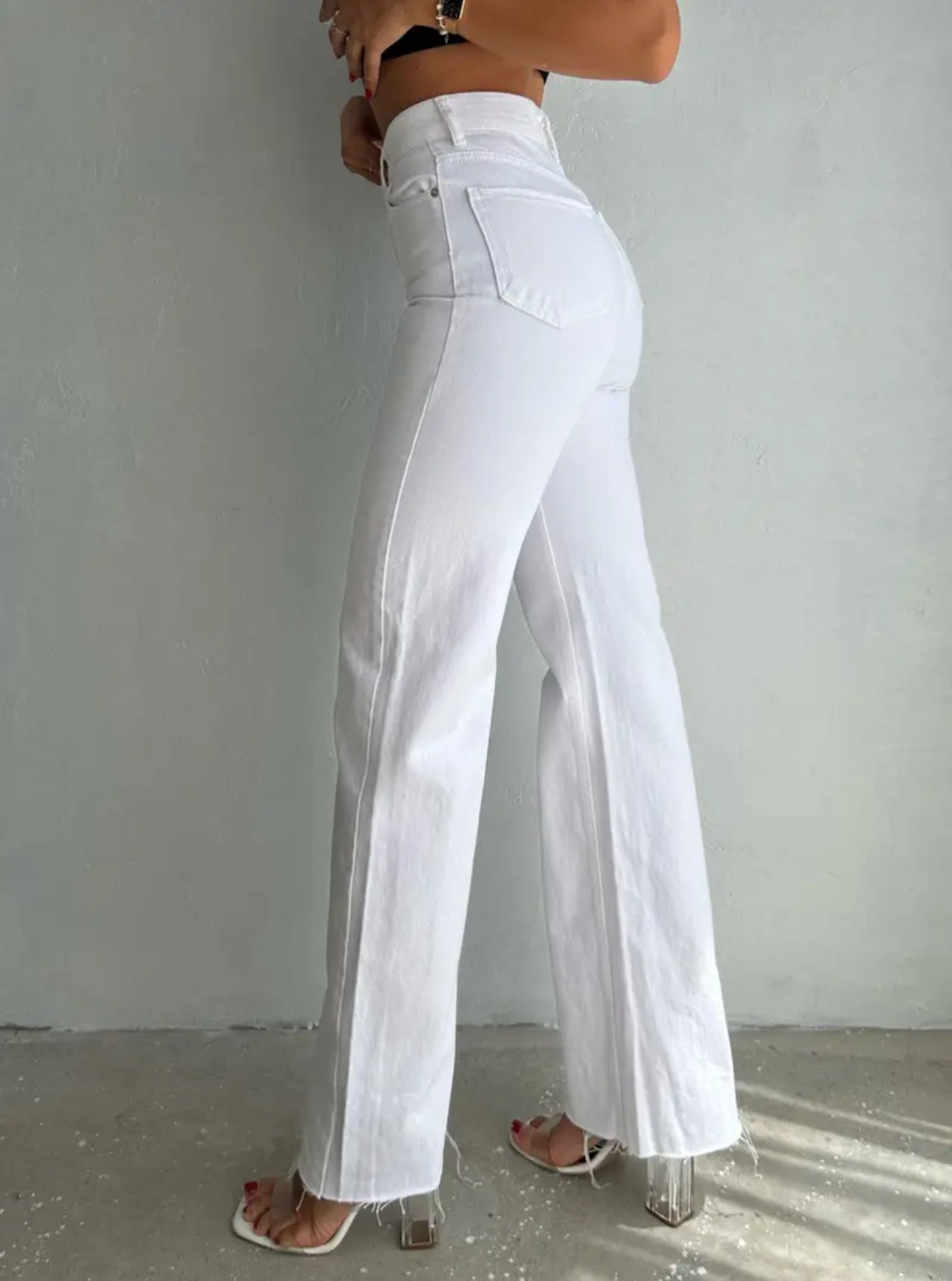 White flair denim