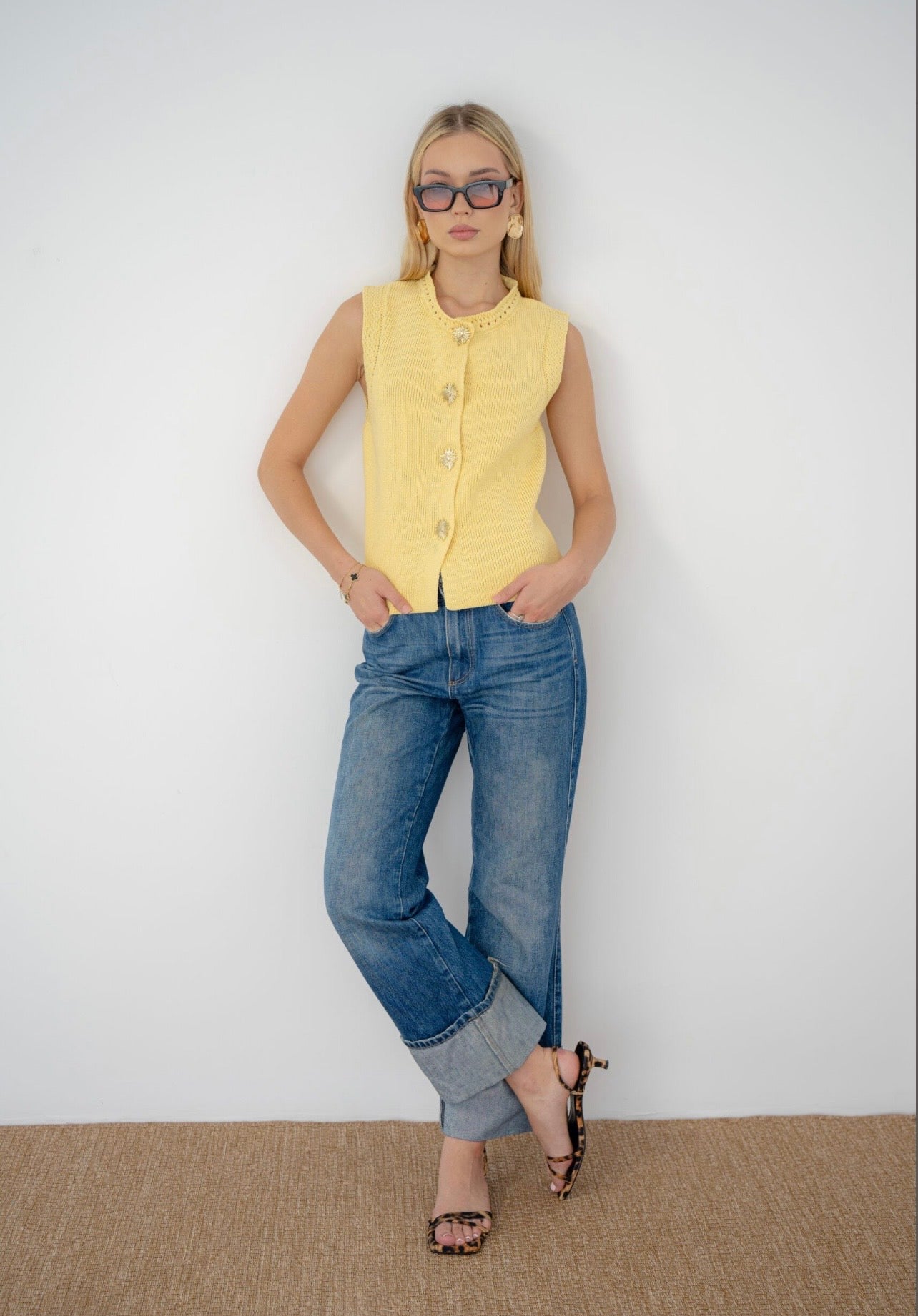 Knit Gold Button Vest