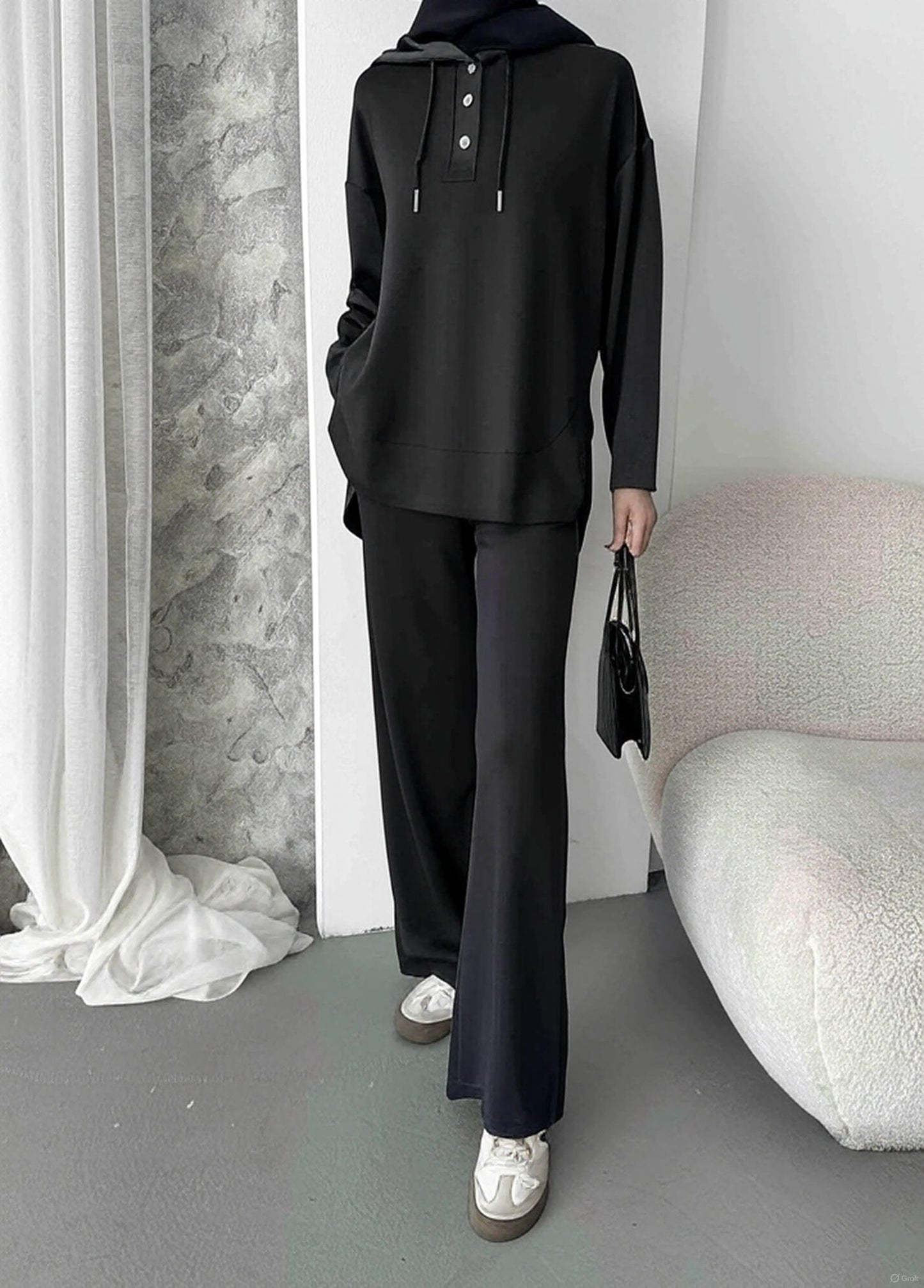 Long sleeves buttoned set