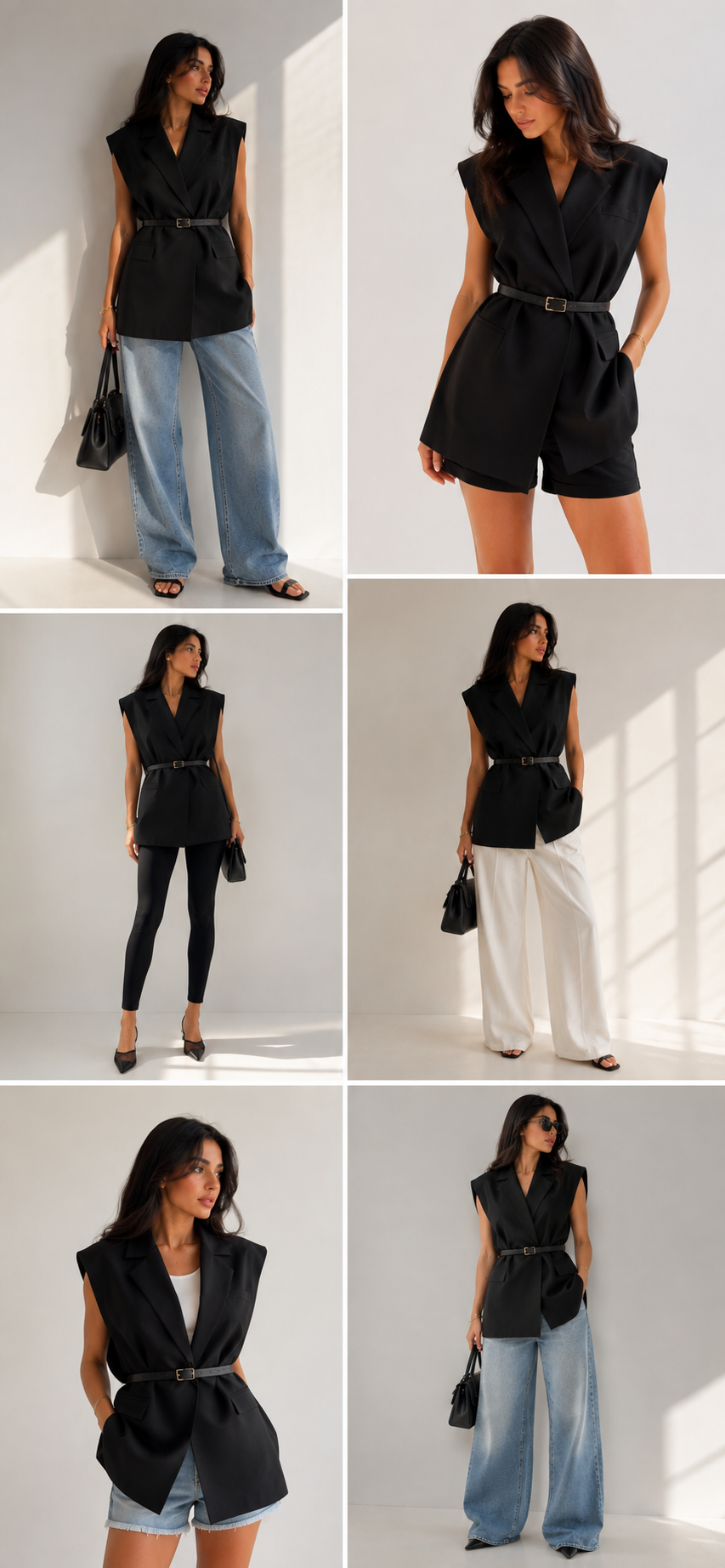 Belted Sleeveless Blazer Vest