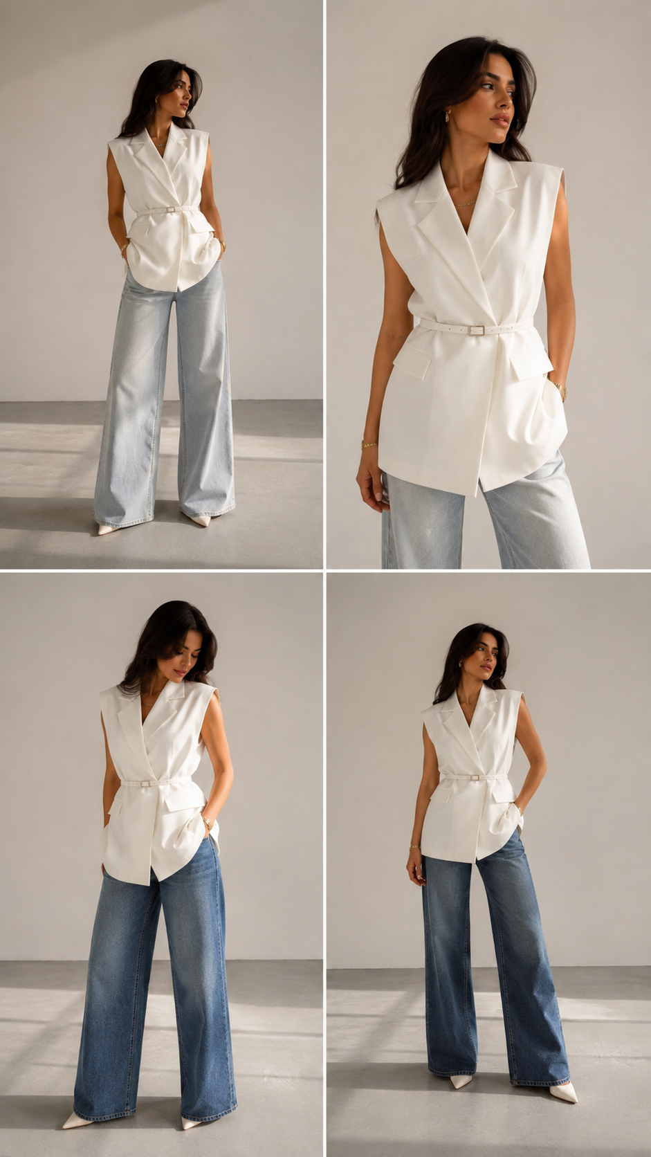 Belted Sleeveless Blazer Vest