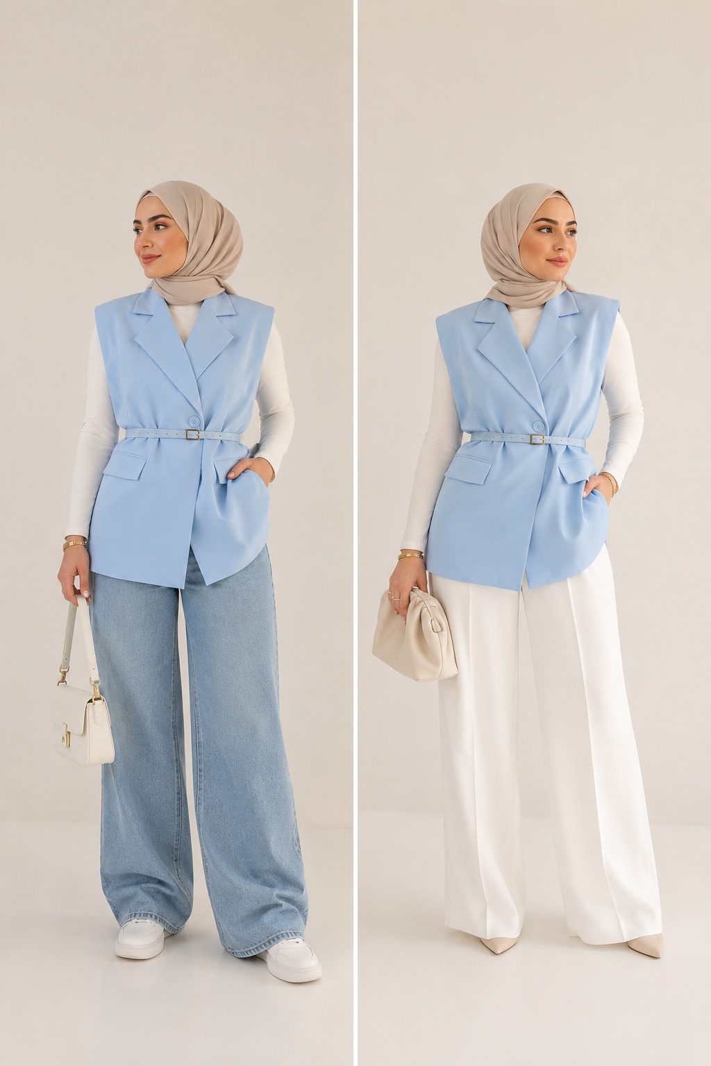 Belted Sleeveless Blazer Vest