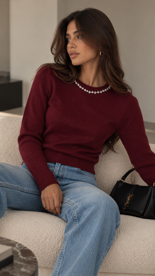 Cryatal Neck Knit