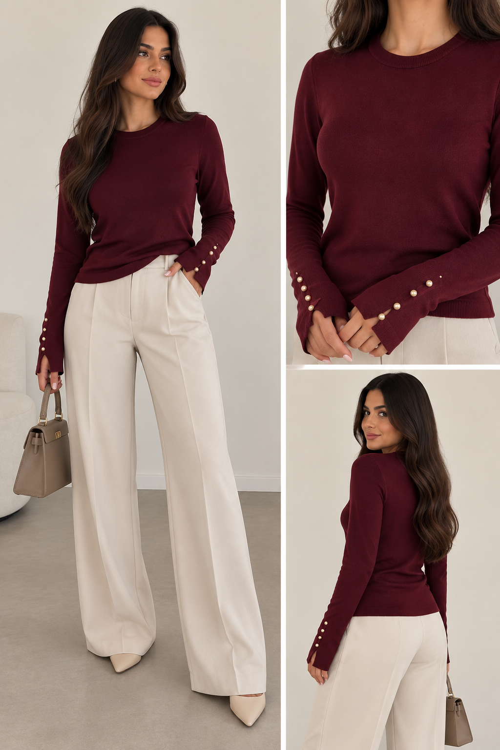 Chic Button-Sleeve Knit Blouse