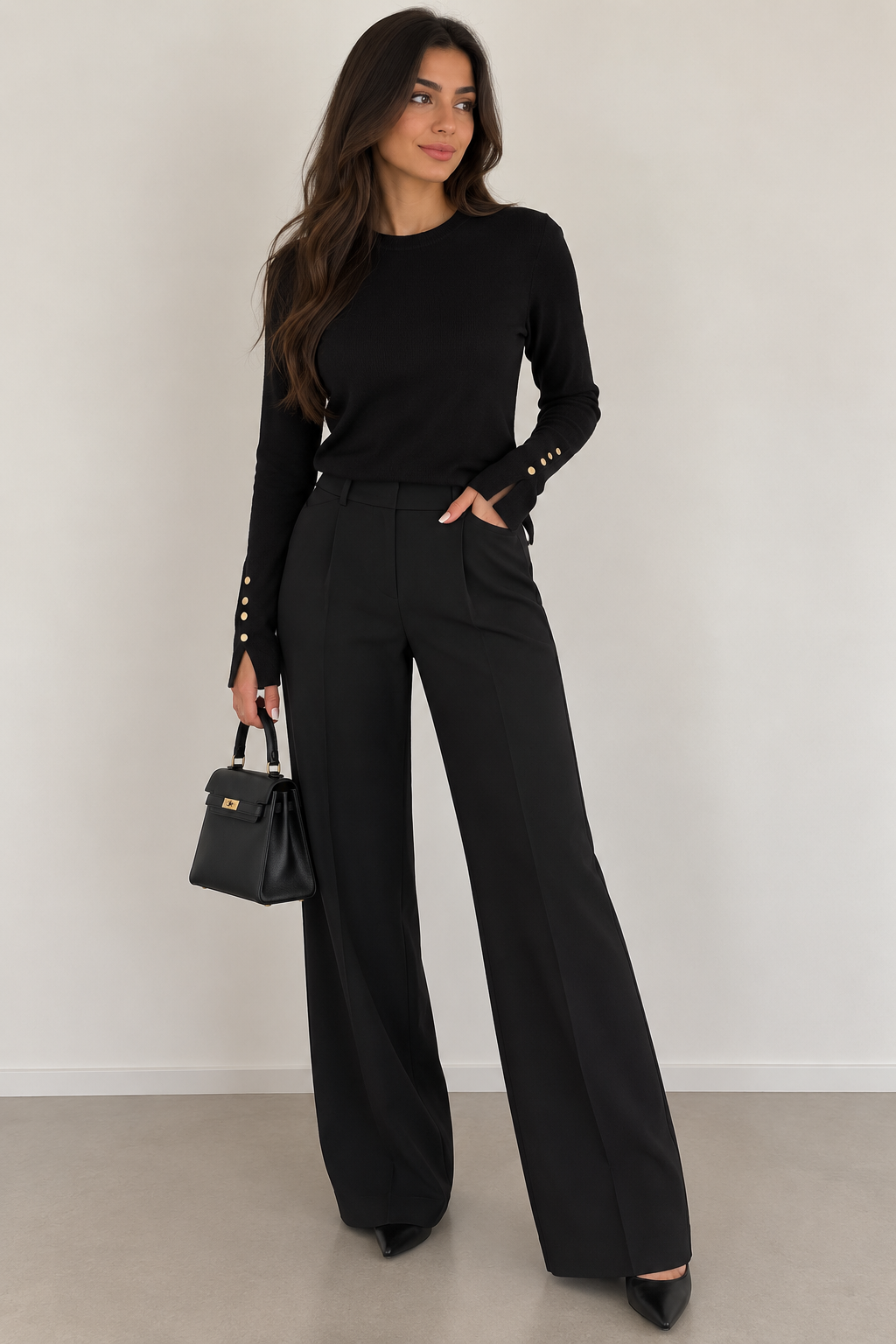 Chic Button-Sleeve Knit Blouse