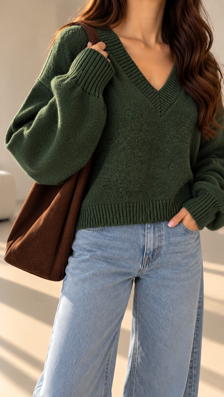 Soft V-Neck Knit Sweater