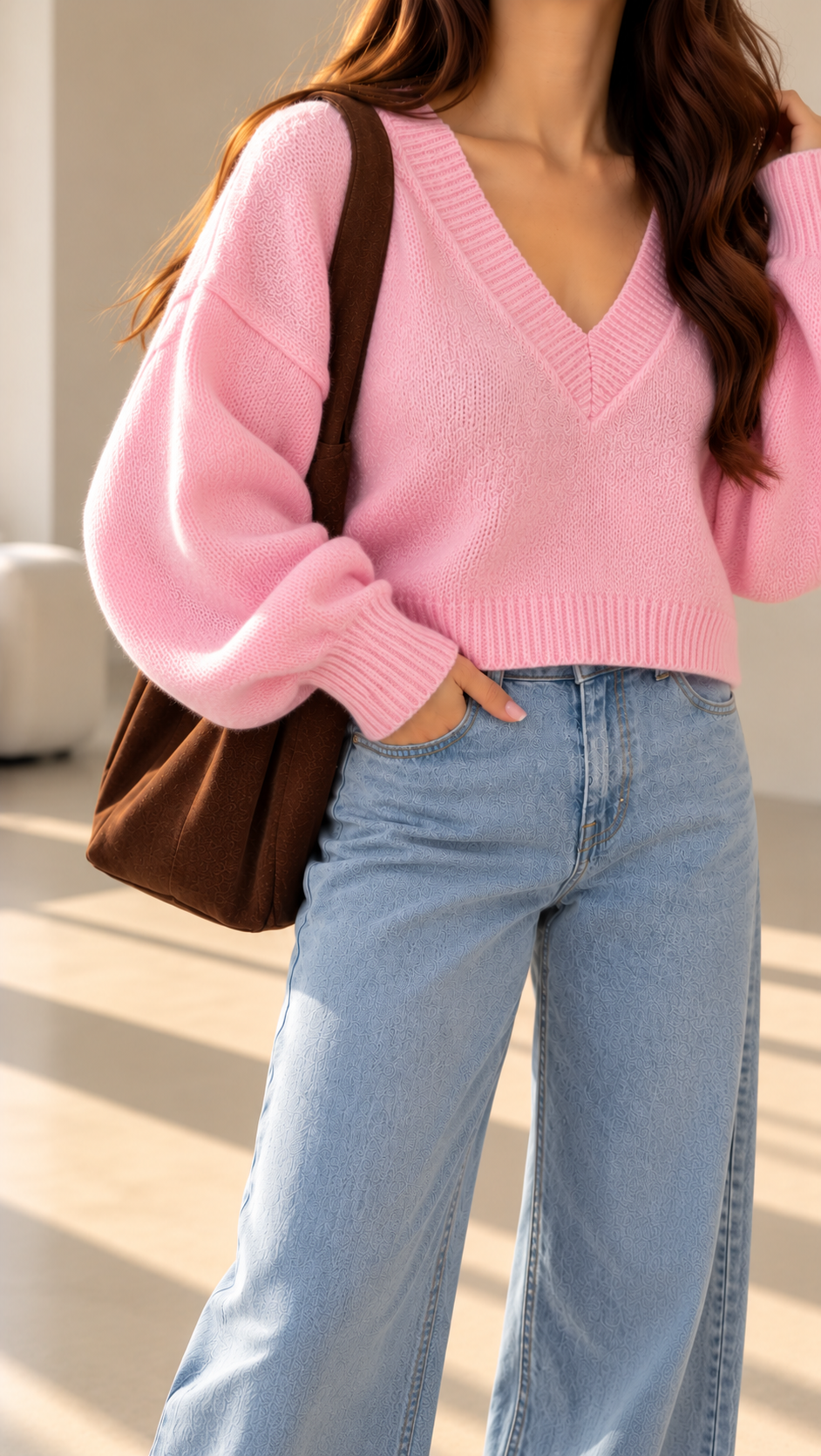 Soft V-Neck Knit Sweater