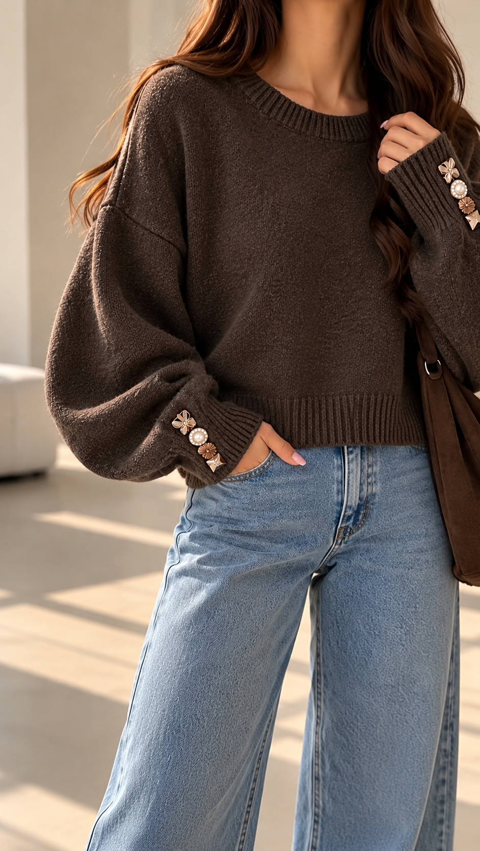 Balloon Sleeve Knit Sweater