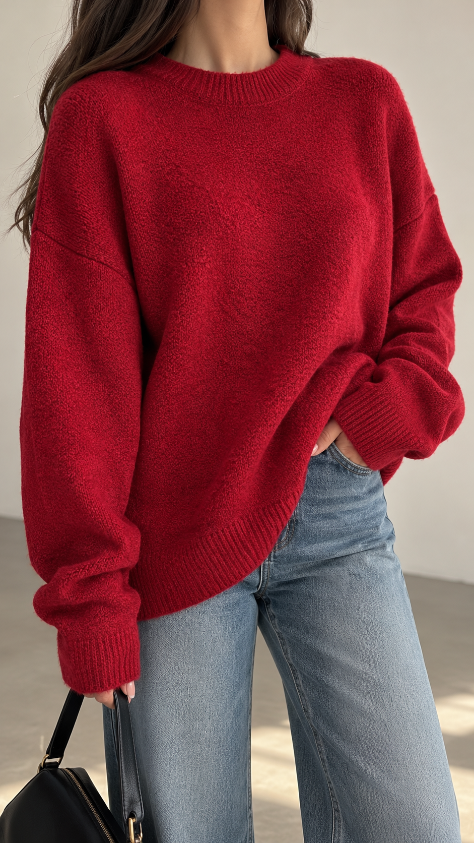 Red Oversized Knit Sweater
