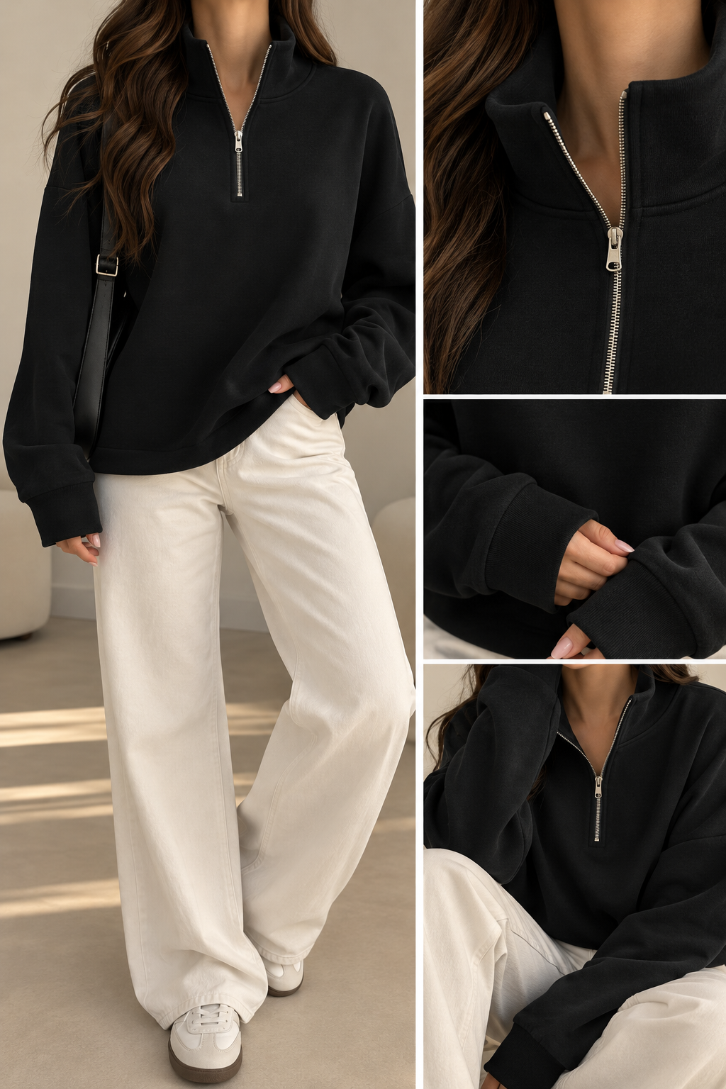 High Neck Half Zip Sweatshirt