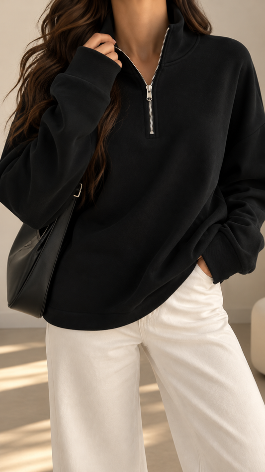 High Neck Half Zip Sweatshirt