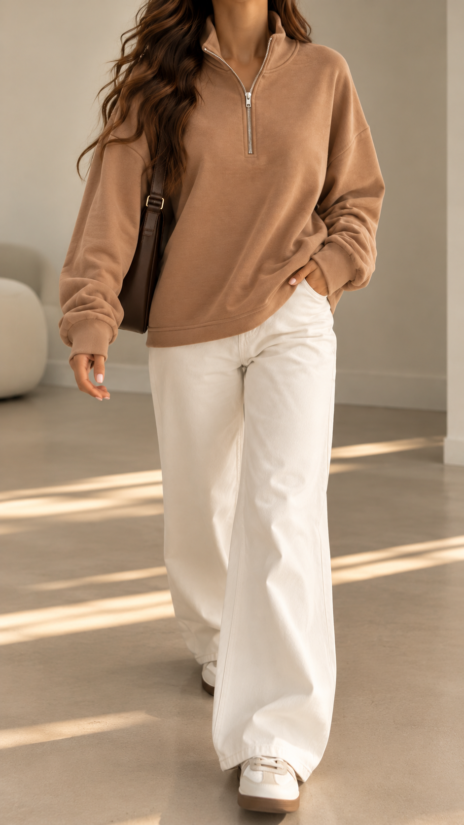 High Neck Half Zip Sweatshirt