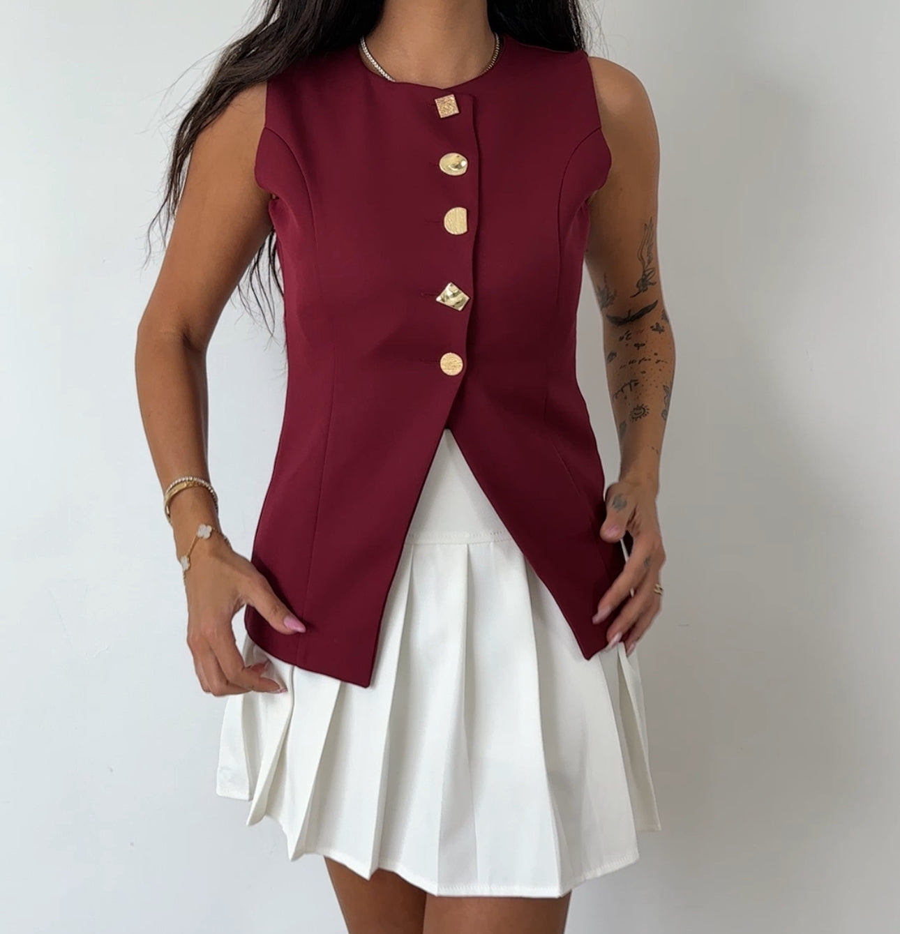 Buttoned Structured Vest