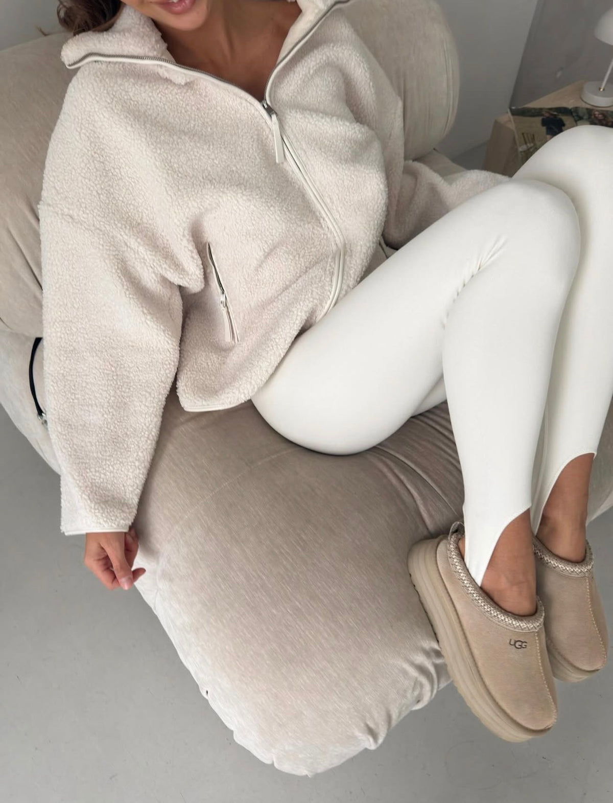 White stirrup high waist leggings