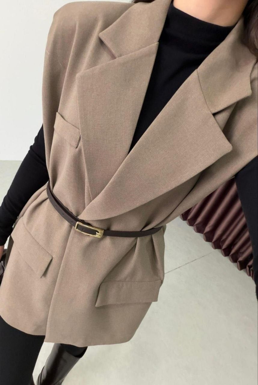 Belted Sleeveless Blazer Vest