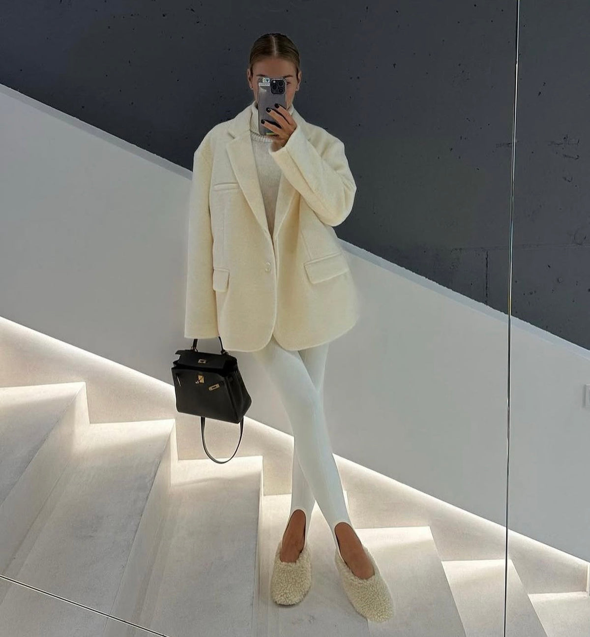 White stirrup high waist leggings