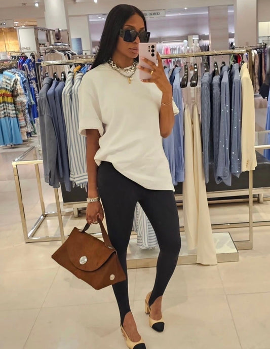 Black Stirrup High waist cotton leggings