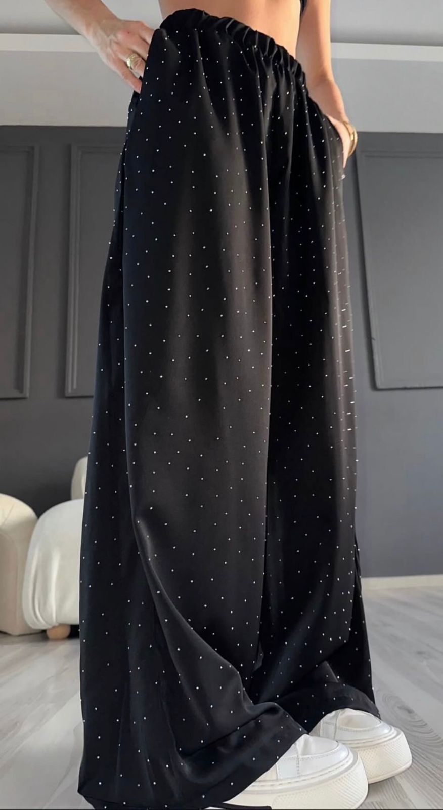 Polka Dot Wide-Leg Pants