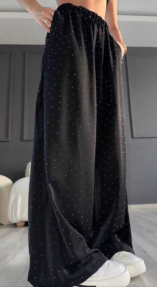 Polka Dot Wide-Leg Pants