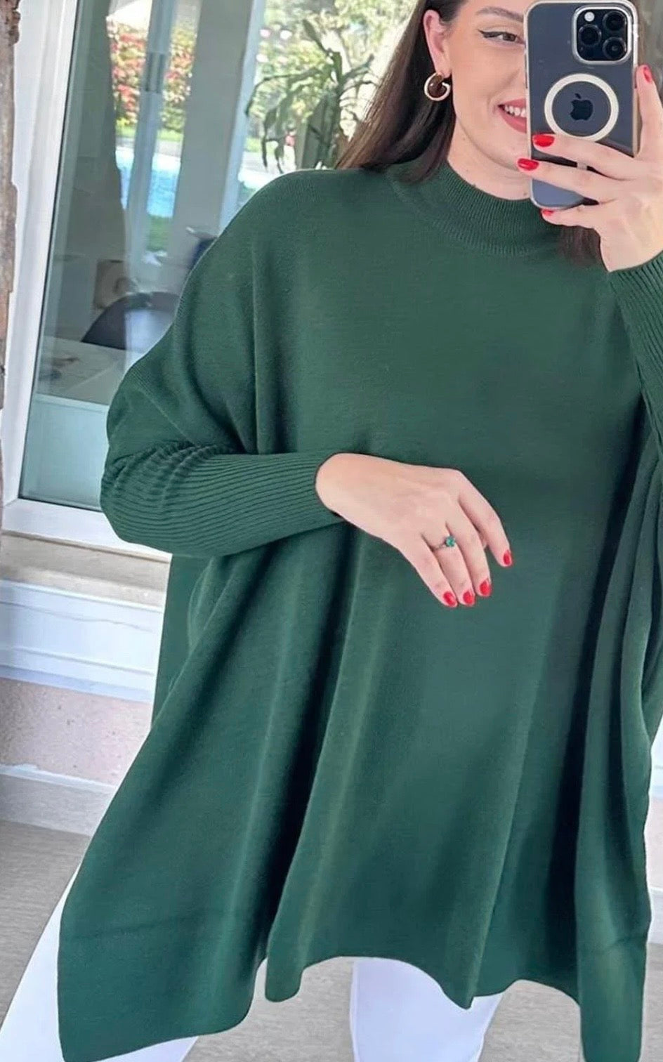 Side-Slit Knit Poncho