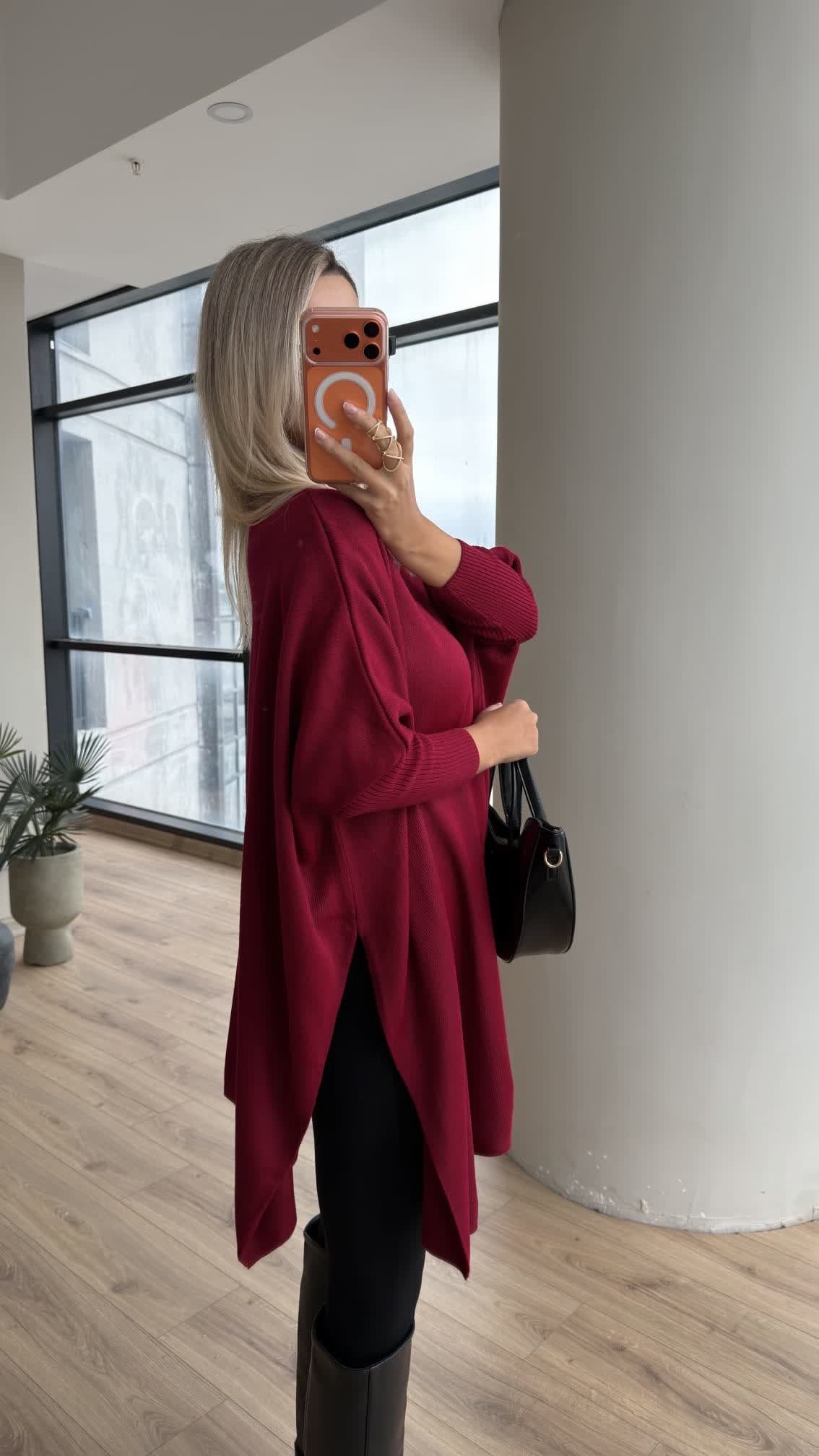 Side-Slit Knit Poncho