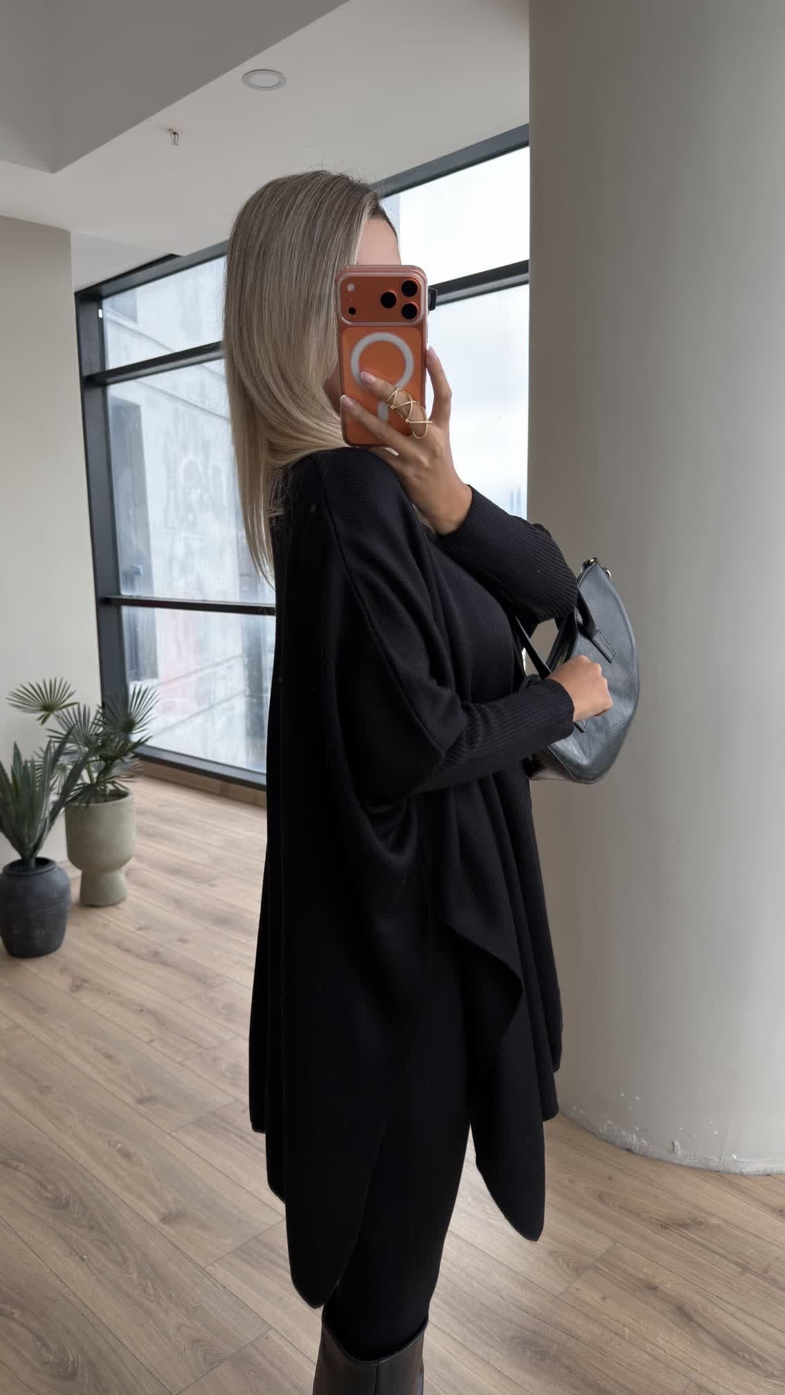 Side-Slit Knit Poncho