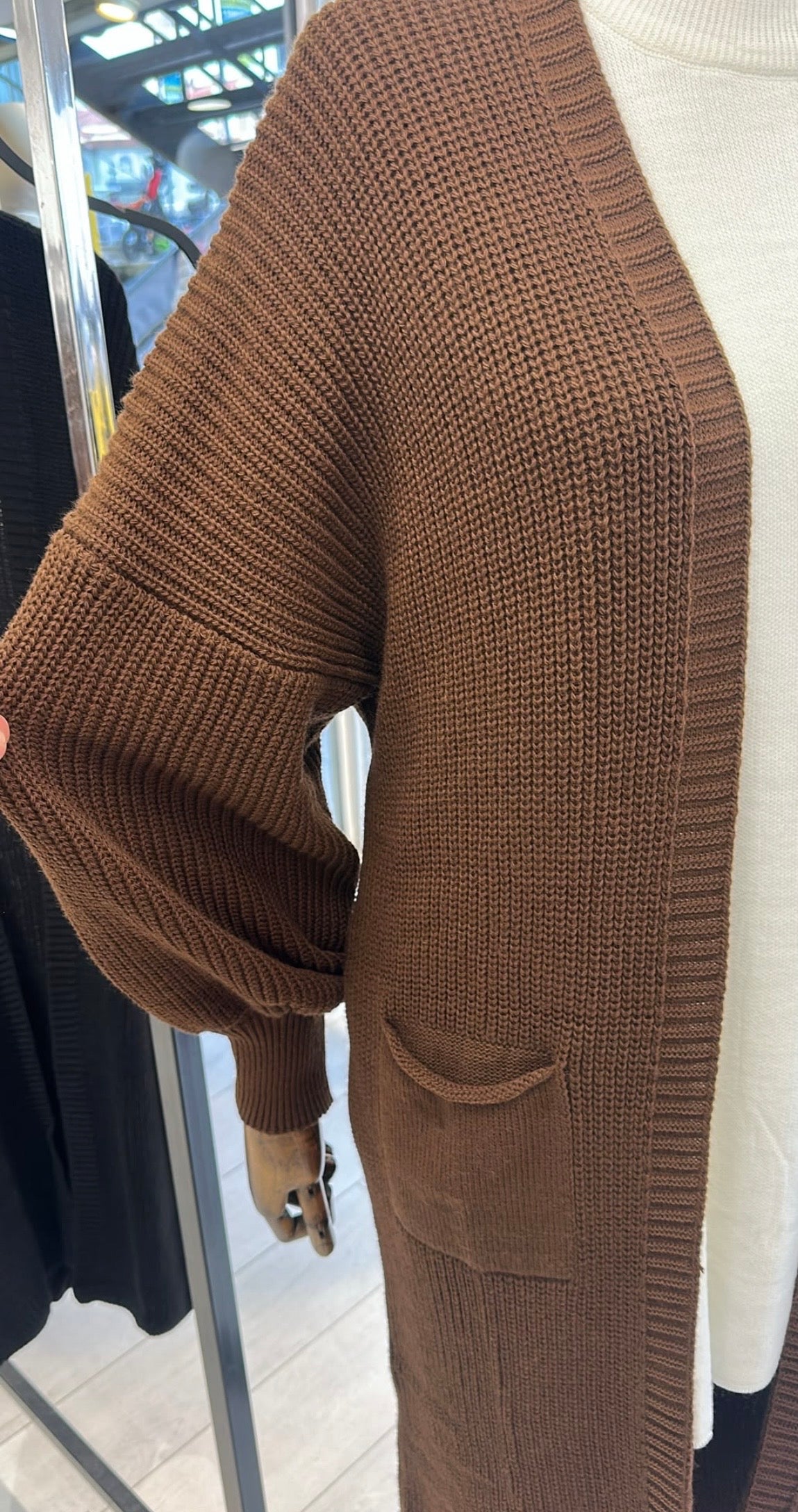 Long Wool Cardigan With Two Pocketske