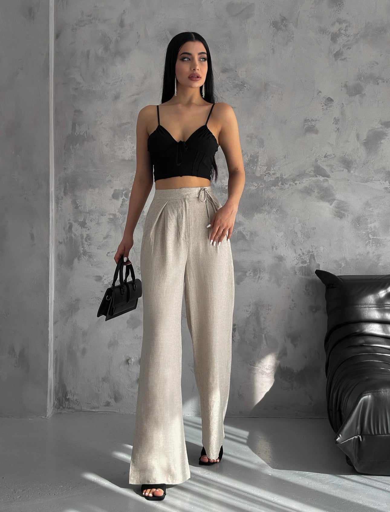 Linen Wide Leg Trouser - Belted