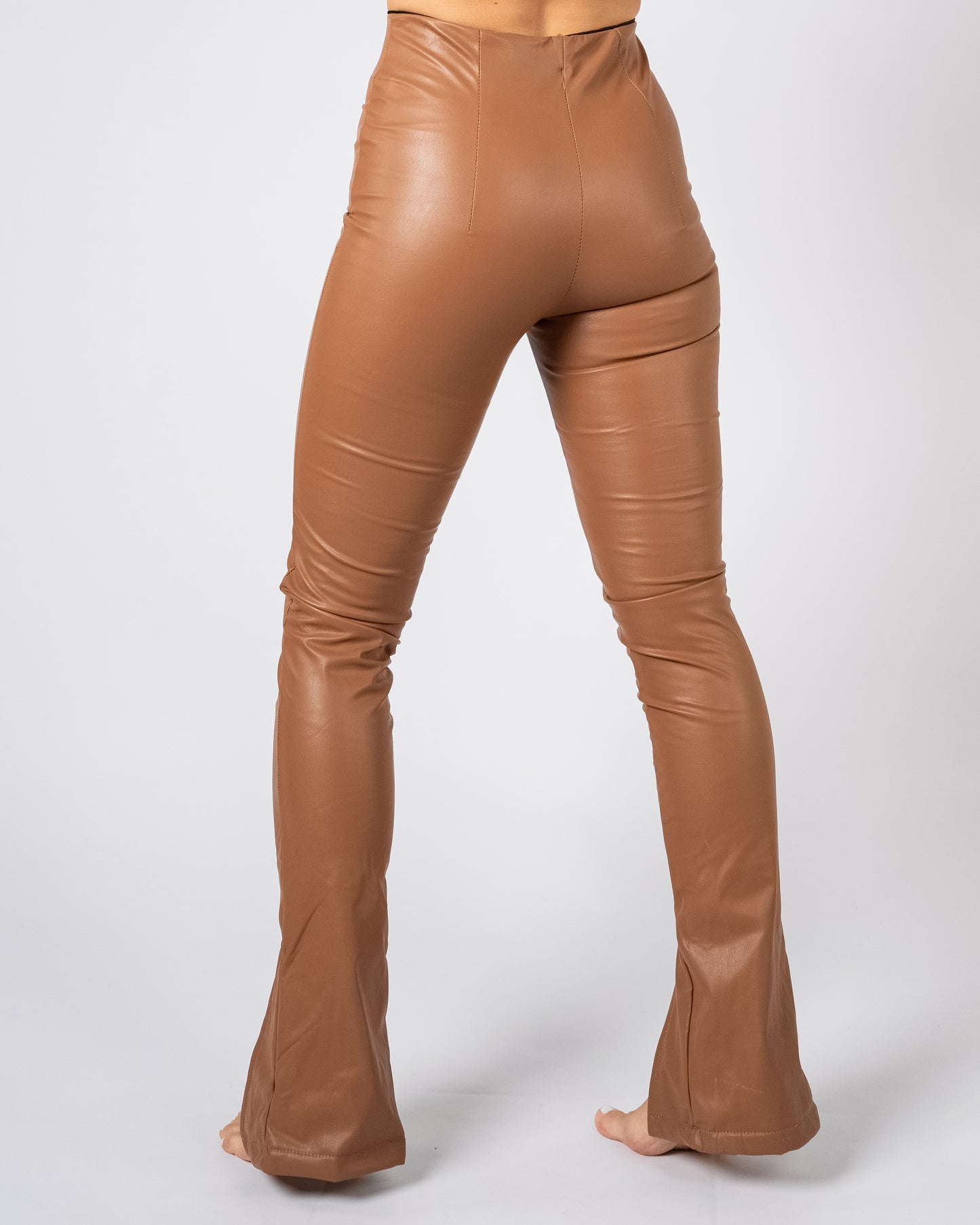 Front Slit Thermal Leather Leggings