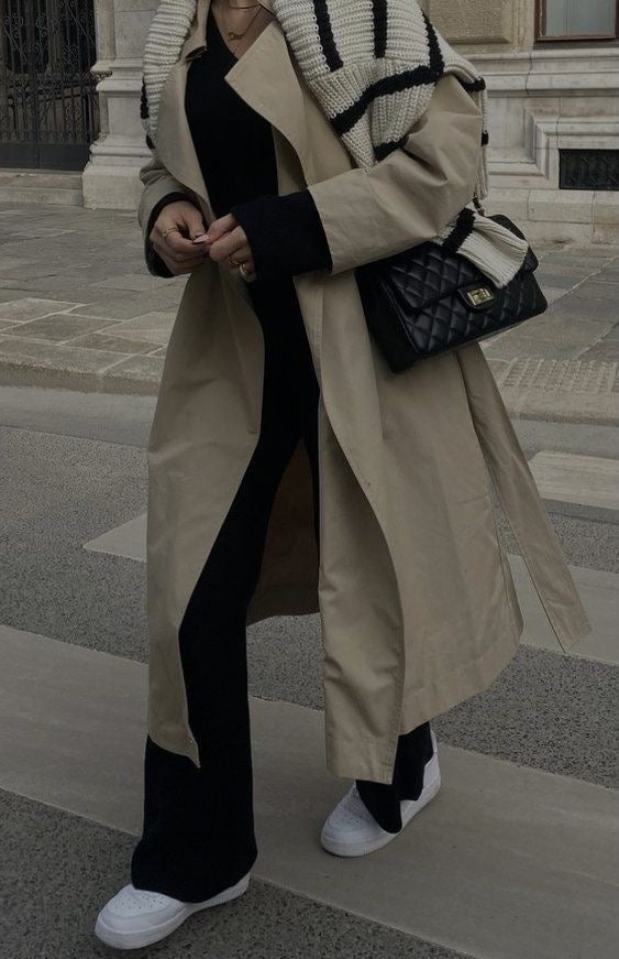 Flowing Belted Trench Coat